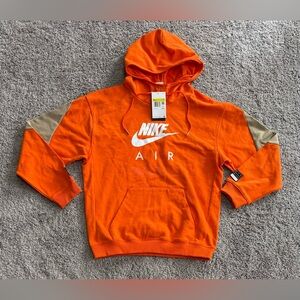 Nike Air Fleece Hoodie Sweatshirt HJ0273-819 Orange Loose Fit Mens Size Small